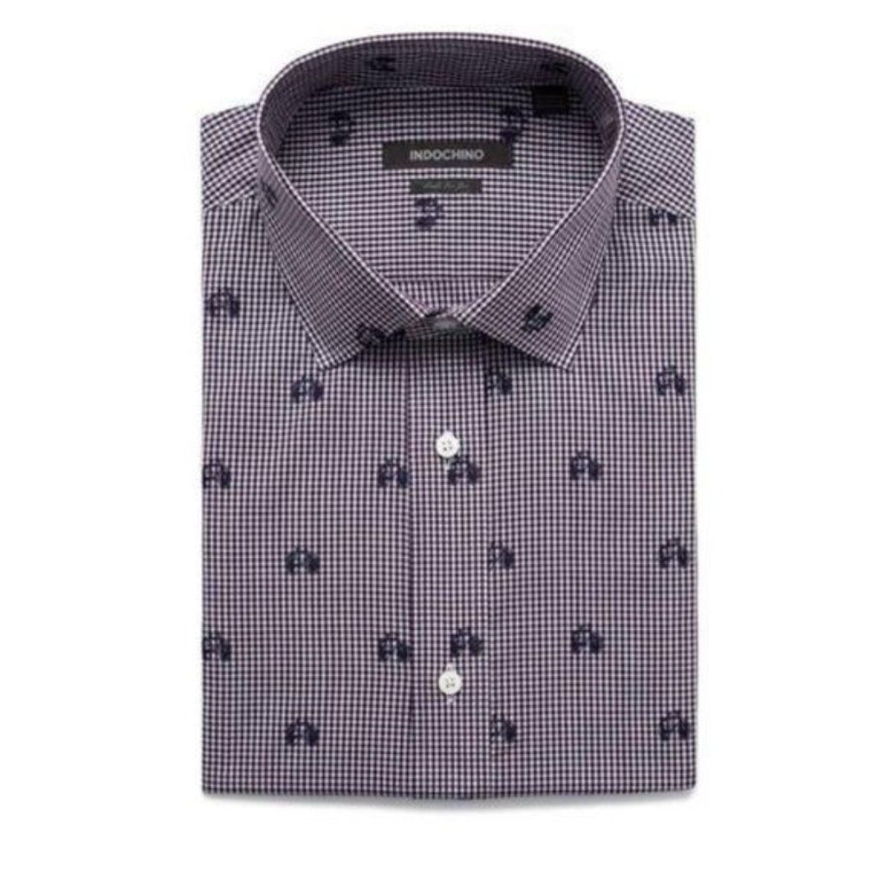 Indochino Purple Micro Check Bicylette Plaid Men's